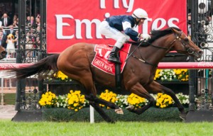 Green Moon winning the Emirates Melbourne Cup at Flemington - photo by Race Horse Photos Australia (Steven Dowden)